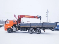 Special purpose vehicle with hydraulic loading crane of MKMA type on the base of KAMAZ 43118 and its modifications 41K04G-L150