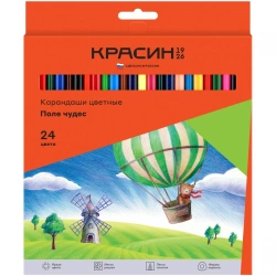 Coloured pencils Krasin "Field of Miracles", 24-colour, three-eye, sharpened, cardboard pack. pack.