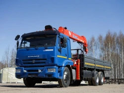 Special purpose vehicle with KMA type hydraulic loading crane on the basis of KAMAZ 65117 and its modifications 64K03N-U3
