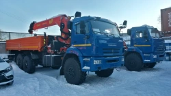 Special purpose vehicle with KMA type hydraulic loading crane on the basis of KAMAZ 43118 and its modifications 41K32N-UF