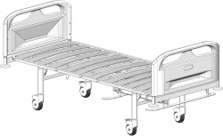 KF3-01-"MSC" (MSC-4103L) - Functional bed, on wheels, plastic backrests, bed - plastic lamellas, sectional regulation
