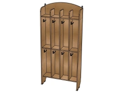 Towel rack No. 2 ''Moidodyr'', plywood (varnish), 8 cells/ SD54