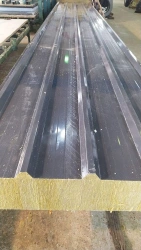 Three-layer metal wall panels with mineral wool insulation