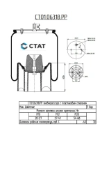ST01.06318.RR - Pneumatic spring (air spring, air cushion, air balloon) with plastic cup.