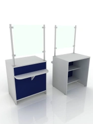 Cash desk with glass, 303-001-3, 800x600x1700