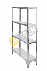Metal shelving unit with solid shelves made of stainless steel C-1,8*9*6/4