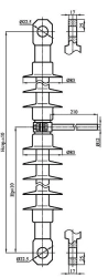 Insulator suspended rod insulator with ribbed sheath made of organosilicon rubber PSPKr 120-3/0,6-0,3-0,3-NV-UU