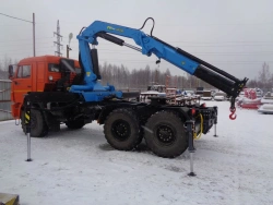 Special purpose vehicle with hydraulic loading crane of MKMA type on the basis of KAMAZ 43118 and its modifications 41K16N-U4