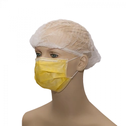 Non-sterile medical mask of non-woven materials "GEXA" (three-layer, with elastic band, yellow)