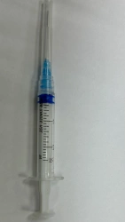Single-use sterile three-detail "Luer Lok" sterile injection syringe with nominal capacity of 2ml with needle