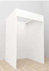 Fitting room frame made of chipboard KP, labelled "MC FURNITURE".