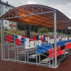 Five-row spectator grandstand for 100 seats with a canopy