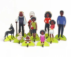 Set of figurines NEGROID RACE. THREE GENERATIONS OF FAMILY