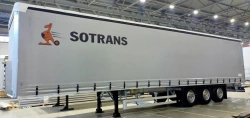 Semi-trailer SOTRANS WALLAROO MZSSC3 SC3-1 version 11 with cones and SOTRANS brand curtain mechanism.