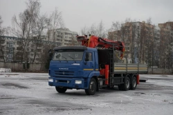 Special purpose vehicle with KMA type hydraulic loading crane on the basis of KAMAZ 65117 and its modifications 64K00N-UN