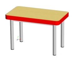 Two-seater upholstered banquette with metal frame.