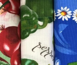 Waffle cotton towel fabric, waffle weave, smoothly dyed, printed, article 160, surface densities