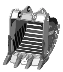 Heavy duty rock bucket RDX-113.21D-X15CC(4)WS
