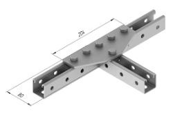 Plate 6 holes SMA 610, with overall dimensions 80x204 mm, metal thickness 5,0 mm, stainless steel grade AISI 304.