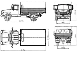 Dumper truck GAZ-SAZ-25061-10 3-way unloading on the basis of chassis GAZ-33088 GVW 6540