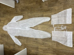 Set No. 1, consisting of: Overalls, Mask, Helmet cap, Shawl cap, Shoe covers, Armbands, Apron, Medical gloves, In