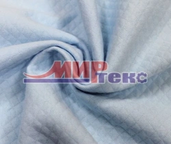 Synthetic knitted fabric (PE-100%), smooth-dyed, jacquard patterned, double-layered with horizontal weft.
