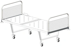 KF0-01-"MSC" (MSC-101DM) - General hospital bed with headrest, on wheels, metal backrests with decorative insert made of L