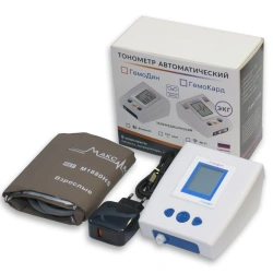 Blood pressure meter and oscillometric analyser of blood circulation parameters, automatically transmitting the results