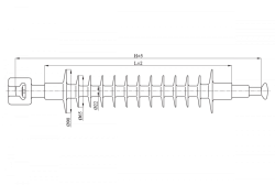 Linear suspended rod insulator with protective sheath made of organosilicon composition LK 70/35-I-I-2 GP