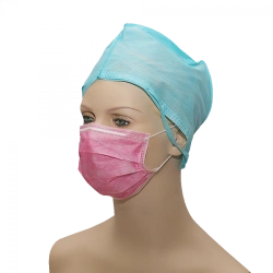 Medical mask of non-woven materials non-sterile "GEXA" (three-layer, with elastic band, pink)