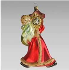 Handmade glass Christmas tree toy "Father Frost with clock"