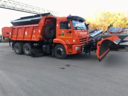 Road combined sweeping machine DMK-70 on the basis of vehicle KAMAZ 65115-A5, KAMAZ 65115-5N, KAMAZ 65115-50