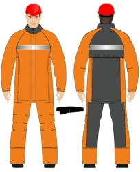 Men's suit (jacket, trousers) for protection against elevated temperatures; against general industrial pollution and mechanical