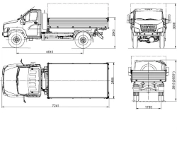 Dump truck GAZ-SAZ-25061-02 3-way unloading on the basis of chassis C41A43 GVW 6850