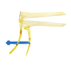 Polymer gynaecological mirror according to Cusco ? 2 (M) gold with central screw fixator disposable with