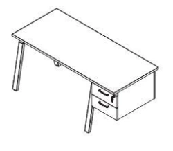 Straight table with drawer on metal frame