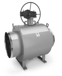 Ball valve LD KShTSPR of steel 20 DN800/700 Ru2,5MPa H/P with reducer