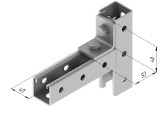 Angle plate 90 degrees 2 holes SMA 621, with overall dimensions 40x48x50 mm, with a thickness of metal 5,0 mm, steel stainless s