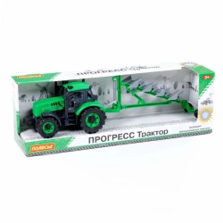 Tractor "Progress" with inertia plough (green) (in a box), Item No. 91307