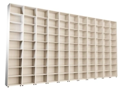 Built-in cupboard with open multi-sectional shelf, part no. 95728-001