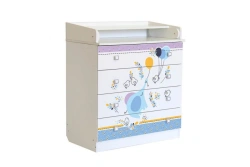 Polini kids Simple 1580 chest of drawers, Elephant on a ball, white, article number 0001288.9.3.
