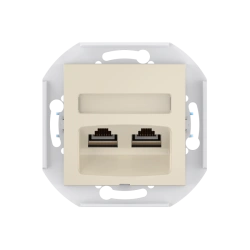CADUCEUS ALING PRESTIGE Flush-mounted double computer socket with Keystone RJ45 8P8C cat.6 FTP modules, beige, art. 60