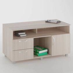 Deskside cabinet with 2 drawers. door, narrow niche, niche with shelves