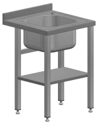 Table with sink, stainless steel, open with edge, 600x600x850 mm