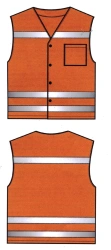 Women's high-visibility signal waistcoat made of polyester fluorescent fabrics with oil-repellent finish. Model: Zh