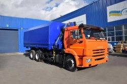Crane-manipulator automobile (flatbed); Flatbed truck with CMU, UZST brand, type UZST04, modification 483V-40 on KAMAZ chassis