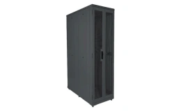 Telecommunication floor standing server cupboard black 19", ??-??-?-?2?-? front perforated, rear perforated double door