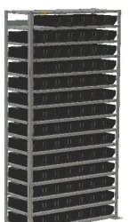 Shelf rack with 96 shelf containers