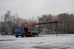 Special purpose vehicle with MKMA type hydraulic loading crane on the basis of KAMAZ 65117 and its modifications 64K07N-U5
