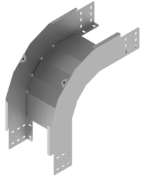 Tray corner radius vertical external 90 degrees ONL 000x000 V90R15, with overall dimensions from 100x40 mm up to 600x110